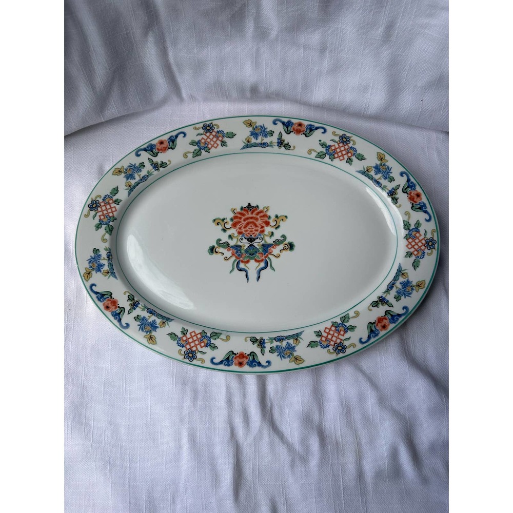 Vintage Fusan oval serving plate 14in Syracuse 1919 butterfly and floral